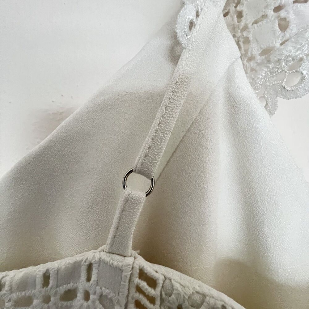 Adelyn Rae Dress S White Eyelet Ruffle Cotton Party - Picture 6 of 11